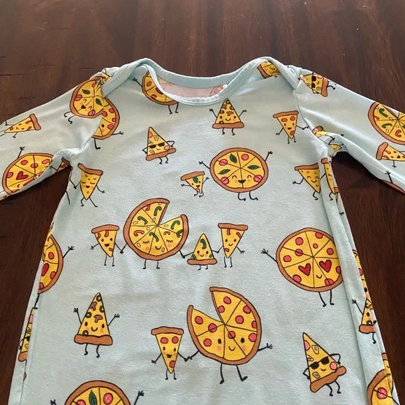 Little Sleepies Blue Pizza Print Kids Pajamas - Picture 2 of 6